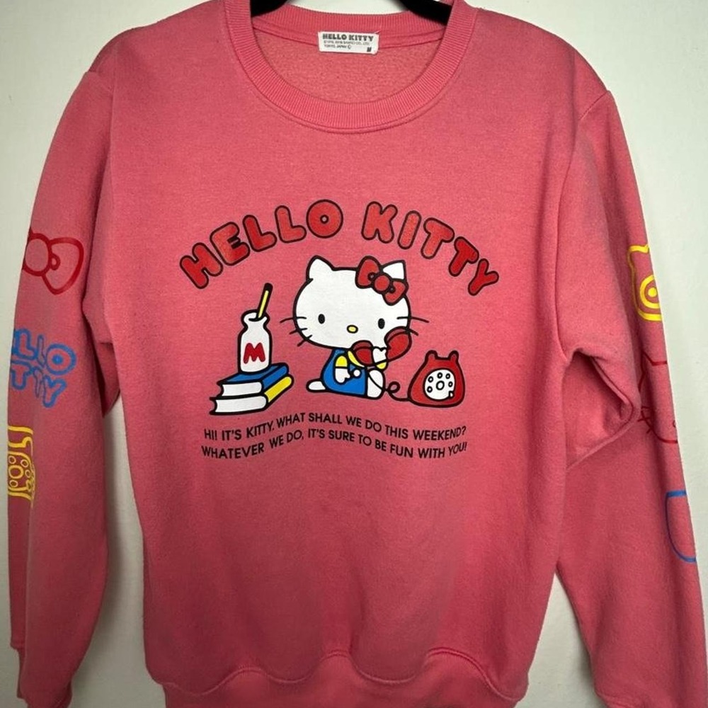 Jfashion sanriocore coquette 2018 Med Japan Hello Kitty pink sweatshirt